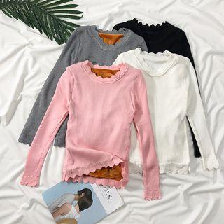 Brushed Fleece-lined Knit Top