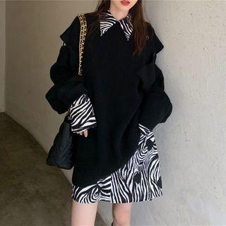 Details Loose-fit Sweater / Zebra-print Long Shirt