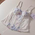 Floral Embroidered Camisole Top Purple Embroidered - White - One Size