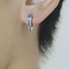 Stainless Steel Studded Hoop Earring 635 - 1 Pair - Silver - One Size