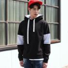 Hooded Contrast-trim Lettering Pullover