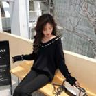 Beaded Sweater Black - One Size
