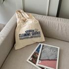 Lettered Linen Shopper Bag Light Beige - One Size