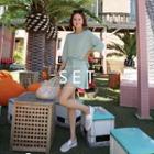 Set: Drop-shoulder T-shirt + Drawcord-waist Skort
