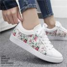 Flower Print Synthetic-leather Sneakers