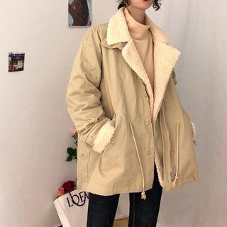 Fleece-lined Snap-buttoned Long Jacket