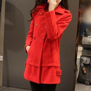 Double-breasted Fleece Lapel Coat
