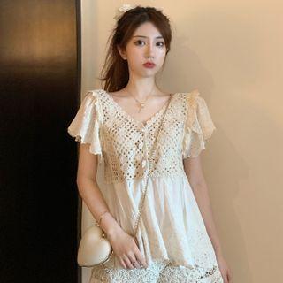 Short-sleeve Lace Trim Top / Shorts