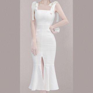 Spaghetti-strap Slit Midi Mermaid Dress
