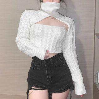 Knit Camisole Top / Turtleneck Crop Sweater