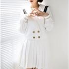 Sailor Collar Blouse / Short-sleeve Blouse / Mini Pleated Skirt / Midi Accordion Pleat Skirt / Plain Cardigan / Set