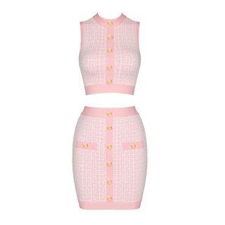 Set: Sleeveless Tweed Top + Skirt