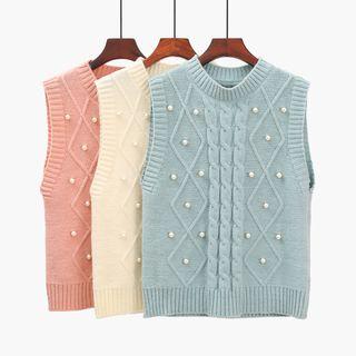 Faux Pearl Knit Vest