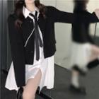 Irregular Midi Shirt Dress With Necktie / Jacket