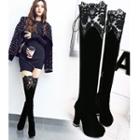 Lace-trim Over-the-knee Boots