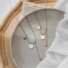Stainless Steel Disc & Star Pendant Necklace