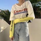 Lettering Sun Protection Arm Sleeve Yellow - One Size