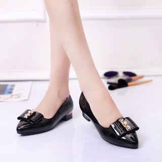 Embellished Bow Patent Pumps