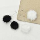 925 Sterling Silver Bobble Dangle Earring Pom Pom - White - One Size