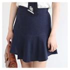 Inset Shorts Ruffle-hem Linen Blend Mini Skirt