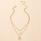 Moon & Disc Pendant Layered Necklace Gold - One Size