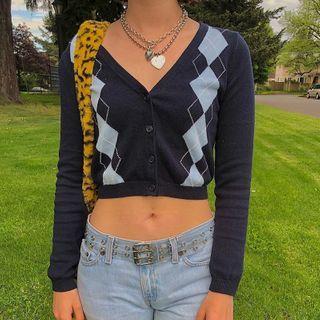 Argyle Cropped Cardigan
