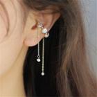 Beaded Drop Ear Cuff 1 Pc - White Beaded - Gold - One Size