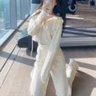 Set: Zip-up Hoodie + High-waist Straight-leg Sweatpants