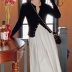 Long-sleeve Button-up Top / Maxi A-line Skirt