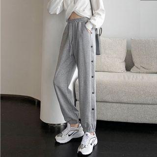 High-waist Single-breasted Drawstring Sweatpants