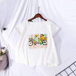 Bike Print Short-sleeve T-shirt White - One Size