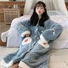 Printed Hooded Fleece Sleep Robe