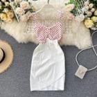 Dot Panel Cross Spaghetti-strap Dress