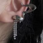 Rhinestone Fringed Alloy Cuff Earring 2078a# - 1 Pc - Silver - One Size