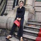 Plain Long-sleeve Jumpsuit