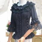 Lace Trim 3/4 Sleeve Shirt