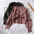 Contrasted Ruffled Sweater