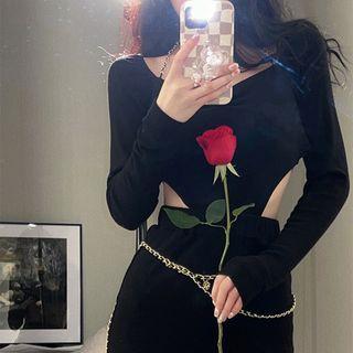 Cutout Mini Bodycon Dress / Chain Belt