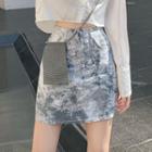 Tie-dyed A-line Denim Skirt