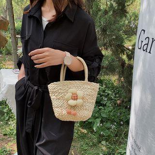 Flower Accent Woven Handbag