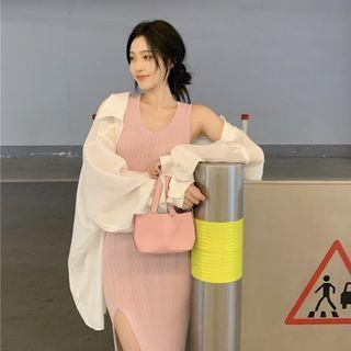 Slit Midi Sheath Tank Dress / Shirt
