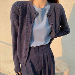 Plain Cardigan / T-shirt / Wide-leg Pants