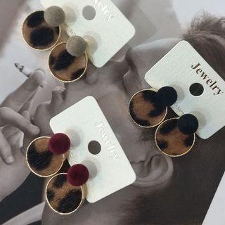 Leopard Print Chenille Disc Dangle Earring