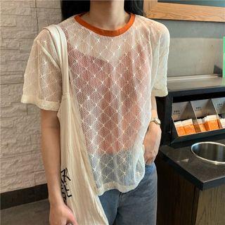 Set Of 2: Mesh Sheer Top + Tank Top
