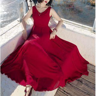 Tie-back Sleeveless Chiffon Maxi Dress