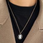 Embossed Pendant Alloy Necklace E342 - Gold - One Size