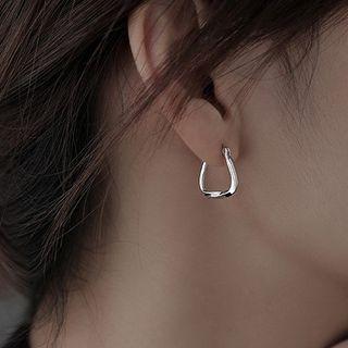 Twisted Hoop Earring Ed1189-1 - 1 Pair - Silver - One Size