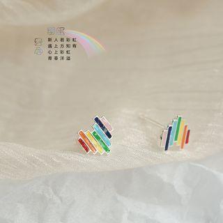 Rainbow Heart Alloy Earring 1 Pair - Multicolor - One Size