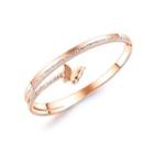Fashion Plated Rose Gold Butterfly Cubic Zirconia Titanium Bangle Rose Gold - One Size