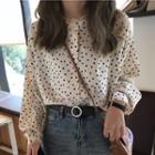Long-sleeve Dotted Shirt Almond - One Size